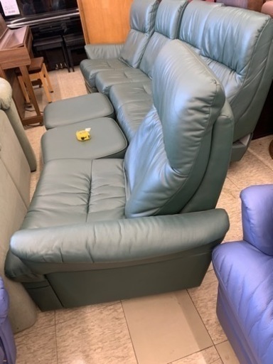 5人掛ソファ オットマン2個付 INTERLIVAX グリーン ※2400010293856