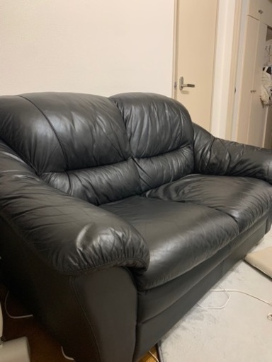 21日午後受取いただける方！　IDC大塚家具　本革レザーソファ　2人掛け