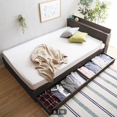 【1/29PMお譲り希望】ニトリ ベッドフレーム（ダブル×ダークブラウン）の画像