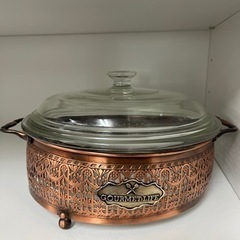 PYREX　パイレックス　キャセロール　ガラス鍋　金属ケース付き