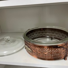 PYREX　パイレックス　キャセロール　ガラス鍋　金属ケース付きの画像