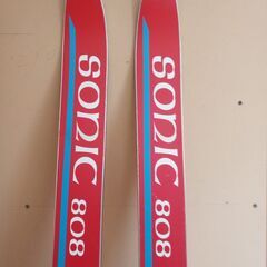 昭和　レトロ　アンティークなスキー板、ストック　セット　の画像