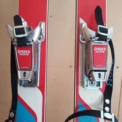 昭和　レトロ　アンティークなスキー板、ストック　セット　の画像