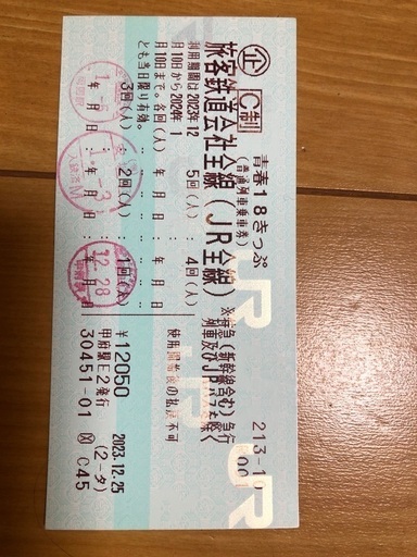 青春18きっぷ2回分　