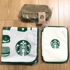 スタバ福袋2024 ポーチ、ピクニックマット、リバーシブルマルチケース