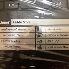 ノートPC　emachines E732Z-A12B 動作確認済　美品　エレコムのPCバック付の画像