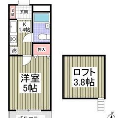 【グリーンコーポ　205】💚敷金・礼金なし！💚ロフト付き💚１R💚...