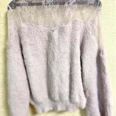 切替ニット デコルテ レース  肌見せ