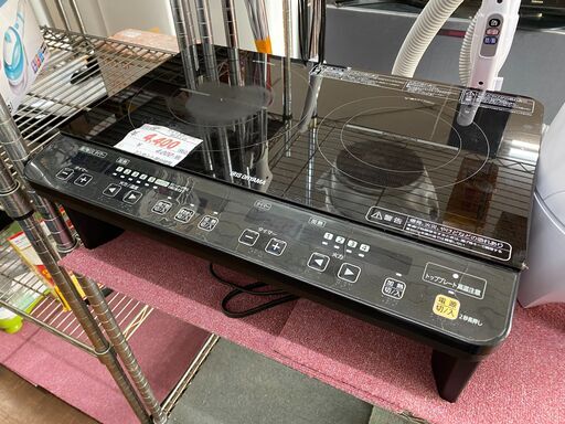 リサイクルショップどりーむ天保山店　No.10942　２口IHコンロ！　動作確認済み！　コンセント部分割れ有り。。。