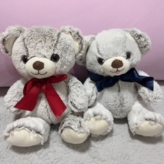 テディベア 2点セット ペア✨ミルクティベア リボン付き