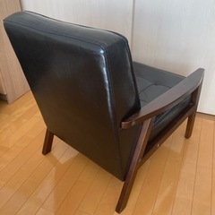 ソファ 1人用 黒 合成皮の画像