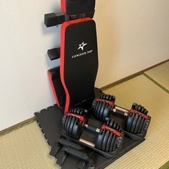 【筋トレ4点セット】可変ダンベル、ベンチ、防音マット、プッシュア...