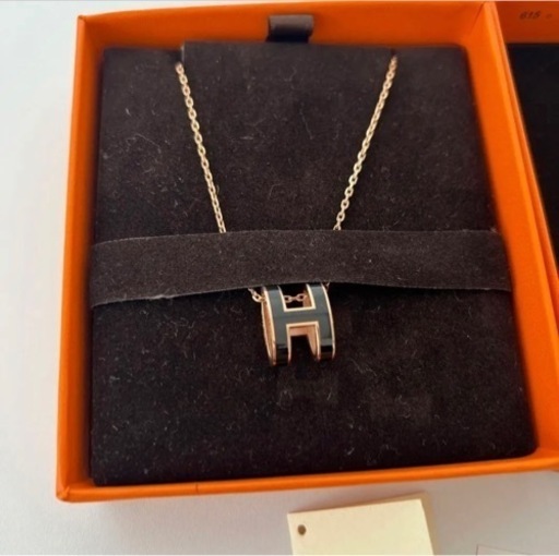 【超美品】エルメス ポップH ネックレスピンクゴールドxブラック