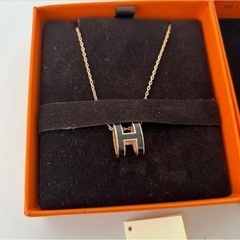 超美品】エルメス ポップH ネックレスピンクゴールドxブラック