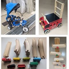 おもちゃ4点セット　押し車　3輪車　線路　ボール落とし