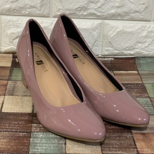 ViVi fleurs ヴィヴィフルール パンプス ヒール エナメル　パープル　フジ色