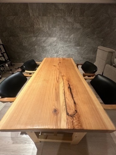 一枚板　ダイニングテーブル　北欧チェア４脚セット