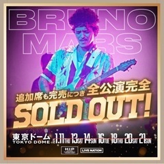 ブルーノマーズ 東京公演 1月13日（土） ￥20,000