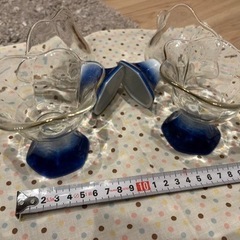 食器 皿 ガラス 花模様✿.•4つの画像