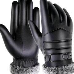 【セール】メンズ防水防風サーマルふわふわ裏地タッチスクリーンファッショナブル 運転屋外手袋の画像