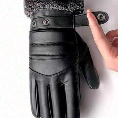 【セール】メンズ防水防風サーマルふわふわ裏地タッチスクリーンファッショナブル 運転屋外手袋の画像