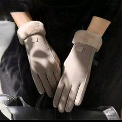 【値下げ】レディース 手袋 厚手のビロード手袋 バイシクル手袋 フルフィンガータイプの画像