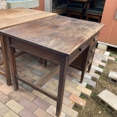 昭和レトロ　片袖机 古家具 勉強机 文机 ワークデスク アンティークの画像