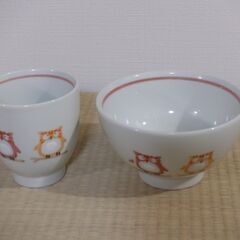 子供用 湯呑＆茶碗 ペア　（使用済、１セット）