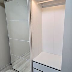 【極上品・IKEA】 高級ガラス扉仕様PAX/AULI・ワードローブ　LED付（システム収納クローゼット）＜10万円相当＞ #18