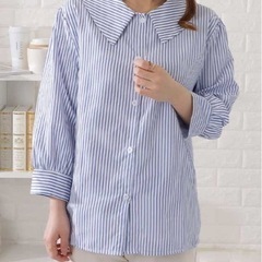【新品未使用】 ブルー ストライプ シャツ 【定価3,979円】の画像