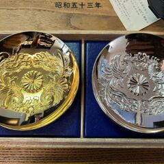 天皇陛下喜寿傘祝記念　月光杯　真珠杯　昭和５３年　レア品アンティークの画像