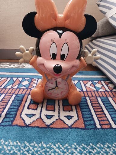 レトロ!ディズニー ベビーミニー 目覚まし時計 高さ25cm USED品