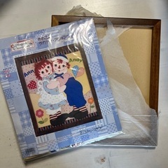 最終値下げ‼️木目込パッチワーク  アン＆アンディと額のセットの画像