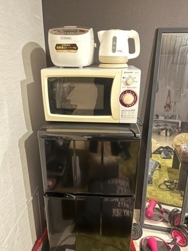 生活家電セット　女性一人暮らしで使用してました　冷蔵庫　レンジ　炊飯器　電気ケトル