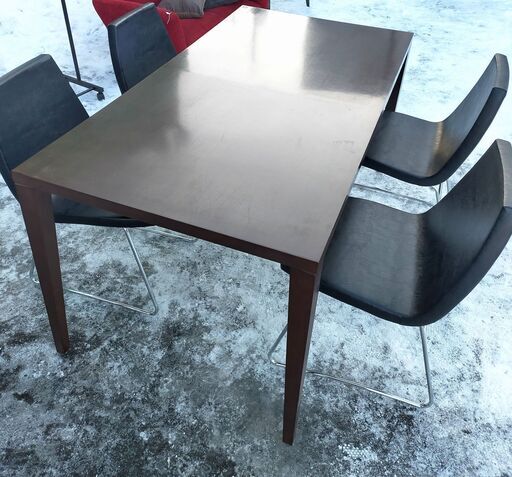 ①  SOGOKAGU 相合家具 ダイニング5点セット 幅約150cm 奥行き約80cm テーブルモデル WT SERIES チェア 八木コレクション NEO FORM レザー張り