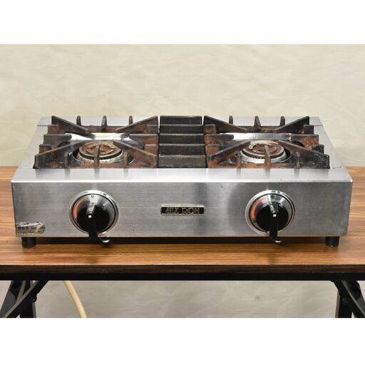 【ヤ取終了2/28】≪zyt1237ジ≫ 山岡金属工業 SILK ROOM 業務用卓上2口コンロ 都市ガス用 小型ガスコンロ/ガステーブル 動作未確認/現状品 51119-06