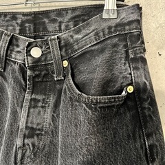 【Levi's】501 ブラックデニム リーバイス デニムパンツ ジーンズ ヴィンテージ 後染め W28L30の画像