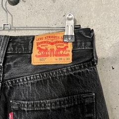 【Levi's】501 ブラックデニム リーバイス デニムパンツ ジーンズ ヴィンテージ 後染め W28L30の画像