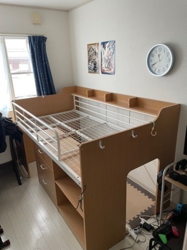 ニトリ ロフトベッド 解体済み 引き取り限定 引取限定】ニトリ システムベット(ベットのみ。机、棚、タンスなし