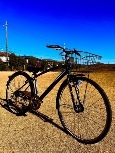 【買取決定】パンクしないクロスバイク　27インチ　外装6段　オートライト　ブラック