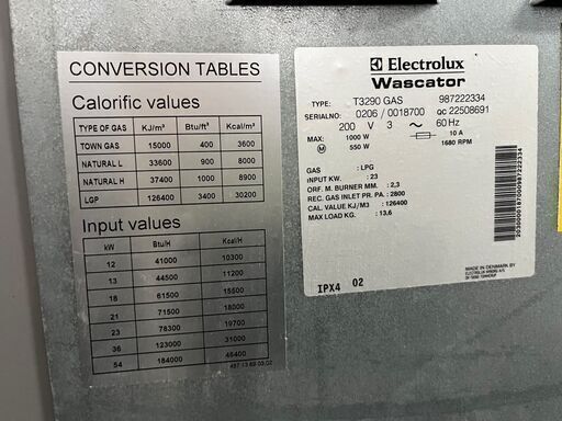 エレクトロラックス 式ガス乾燥機T3290(13.5kg)