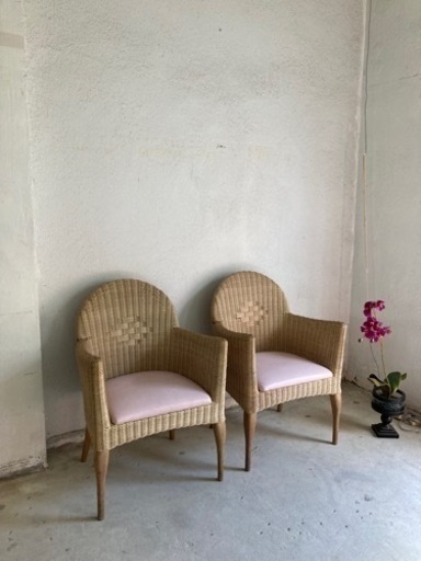 ラタンアームチェア2脚セット