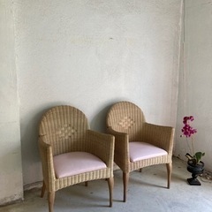 ラタンアームチェア2脚セット