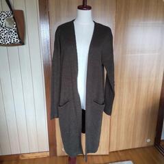 H&M カーキ ロングニットカーディガン