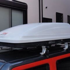 inno ルーフボックス BR602 白 中古 左開き ルーフBOX 小型車、軽自動車用 ガルパンステッカー アンツィオの画像