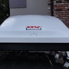 inno ルーフボックス BR602 白 中古 左開き ルーフBOX 小型車、軽自動車用 ガルパンステッカー アンツィオの画像