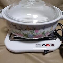 ガラス蓋付きホーロー鍋と加湿トレイ新品未使用品です。