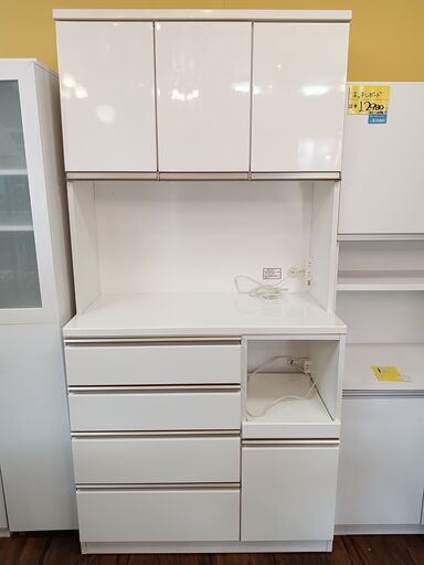 キッチンボード　食器棚　ホワイト　白　サイズ（約）幅100×奥51×高200　　■近隣配送無料 買取GO‼　栄和店