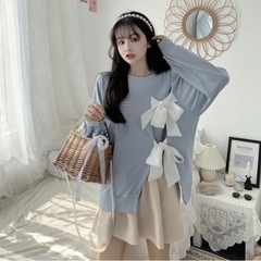 新品未使用 韓国ファッション 蝶結び トップス Mの画像