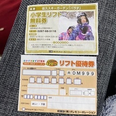 佐久スキーガーデン「パラダ」の小学生リフト無料券